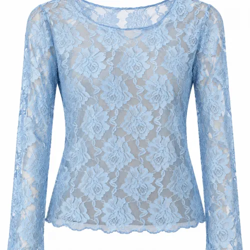 Polera Verona encaje celeste