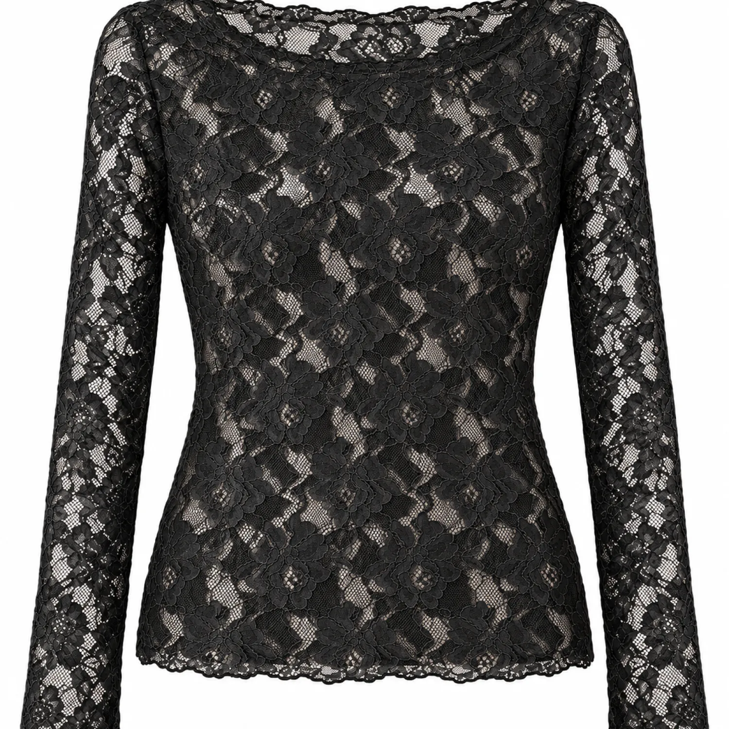 Polera Verona Encaje Negra