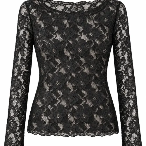 Polera Verona Encaje Negra