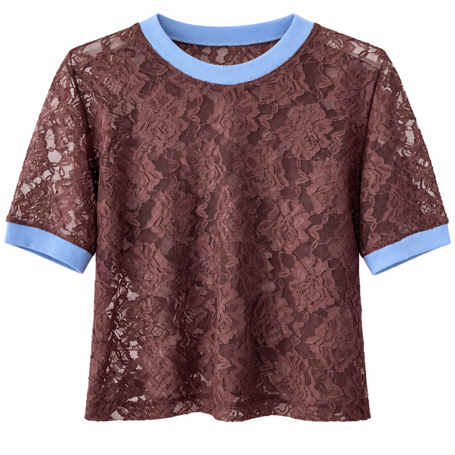 Polera Bergamo encaje cafe